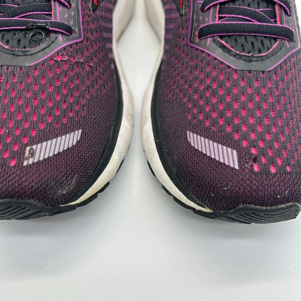 Brooks Ghost 12 Running Shoes Womens 7.5 Black Purple Pink Neutral 1203051B063